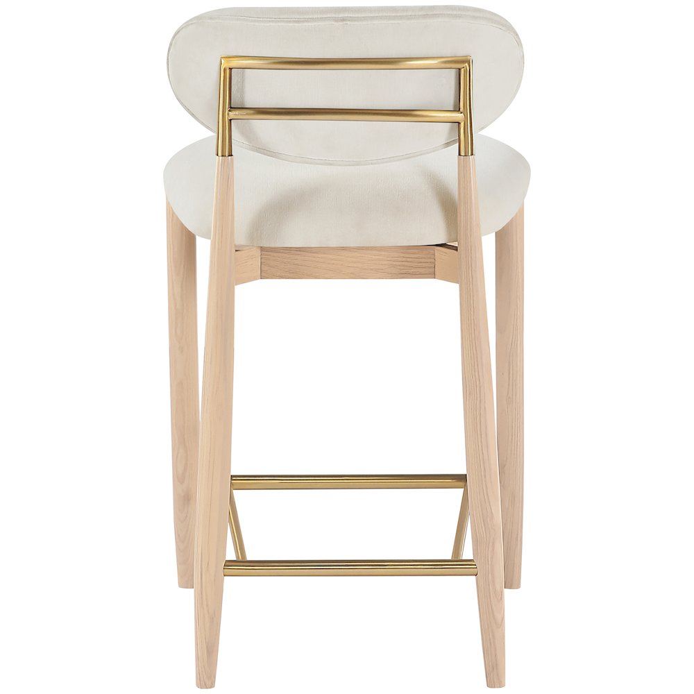 Riccio Cream Performance Fabric Upholstered Stool. Picture 5