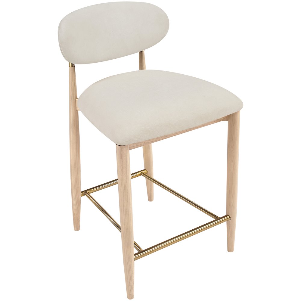 Riccio Cream Performance Fabric Upholstered Stool. Picture 6