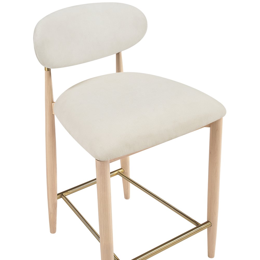 Riccio Cream Performance Fabric Upholstered Stool. Picture 7