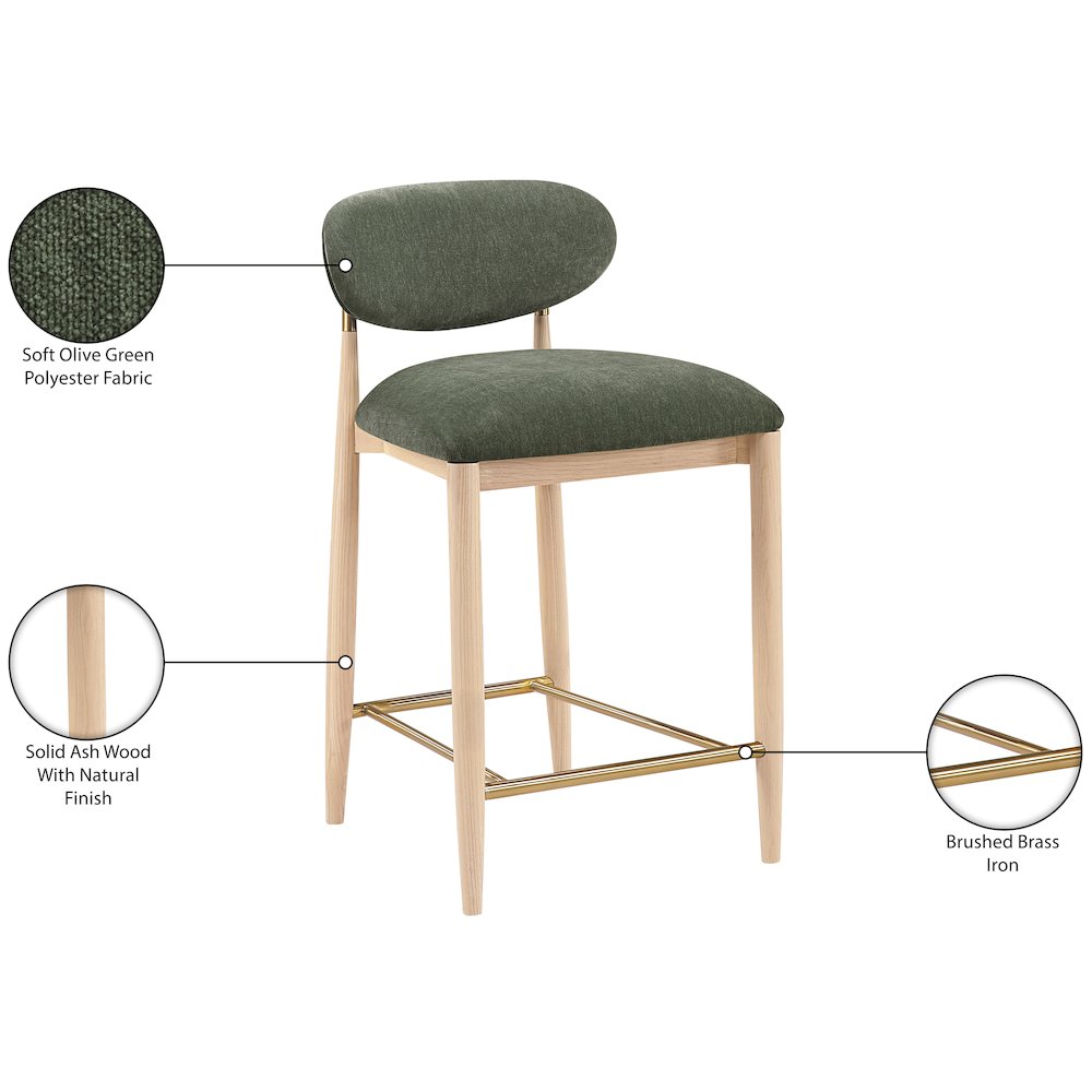 Riccio Olive Performance Fabric Upholstered Stool. Picture 10