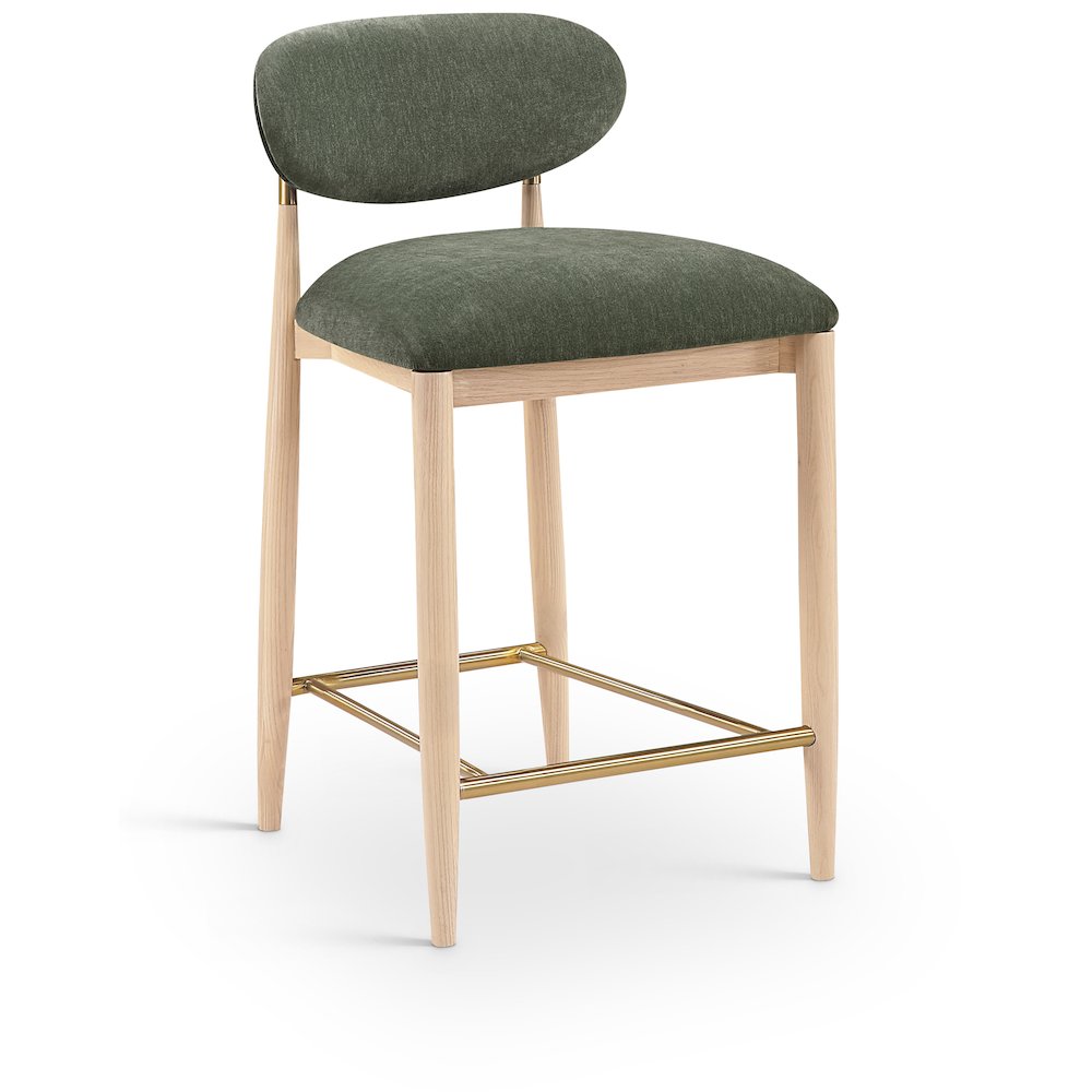Riccio Olive Performance Fabric Upholstered Stool. Picture 1