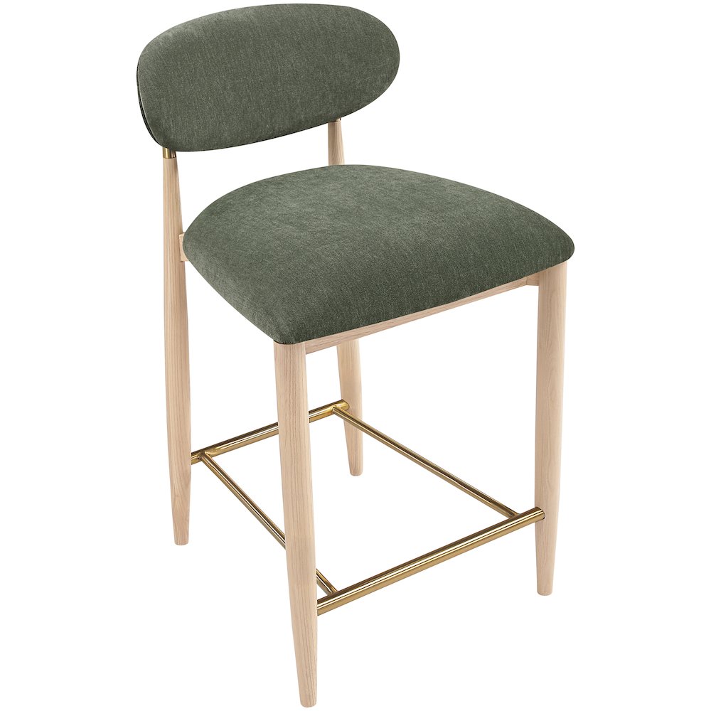 Riccio Olive Performance Fabric Upholstered Stool. Picture 6