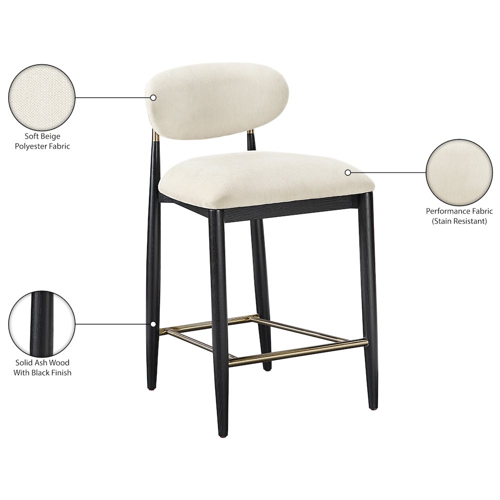 Riccio Beige Performance Fabric Upholstered Stool. Picture 9