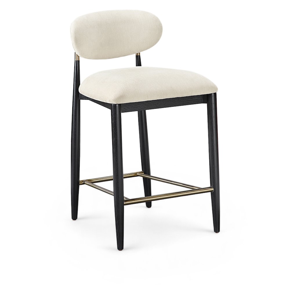 Riccio Beige Performance Fabric Upholstered Stool. Picture 1