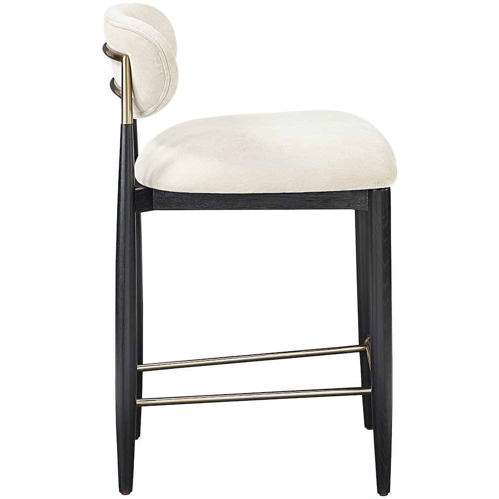 Riccio Beige Performance Fabric Upholstered Stool. Picture 3