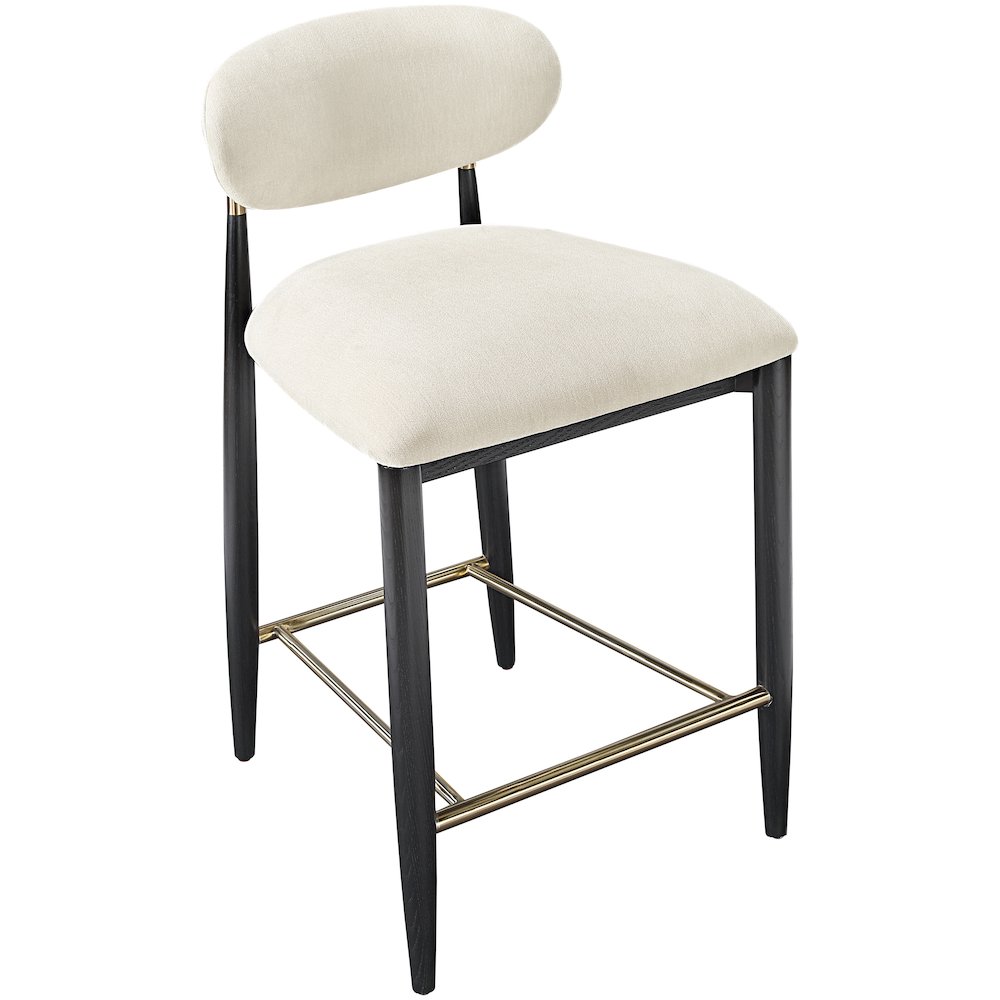 Riccio Beige Performance Fabric Upholstered Stool. Picture 5