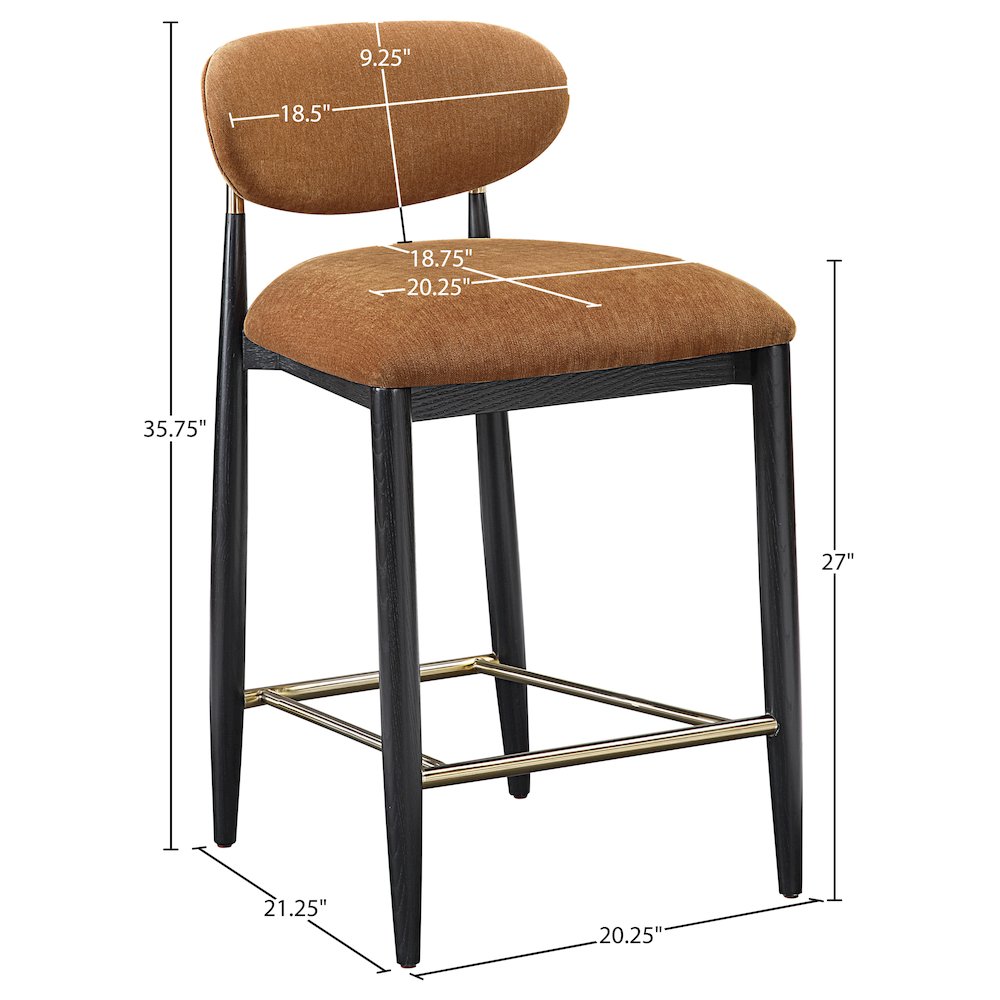 Riccio Cognac Performance Fabric Upholstered Stool. Picture 8