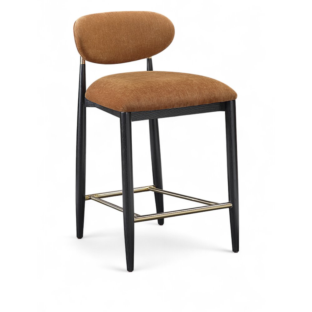 Riccio Cognac Performance Fabric Upholstered Stool. Picture 1