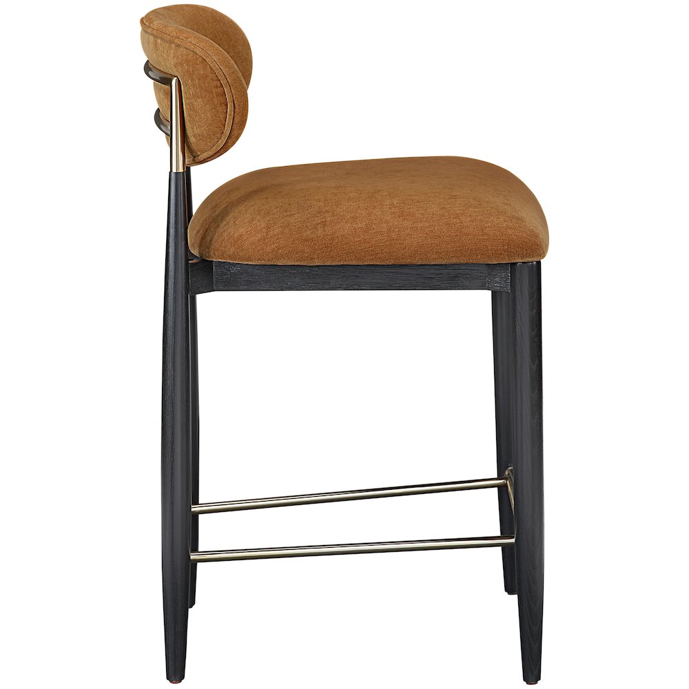 Riccio Cognac Performance Fabric Upholstered Stool. Picture 3