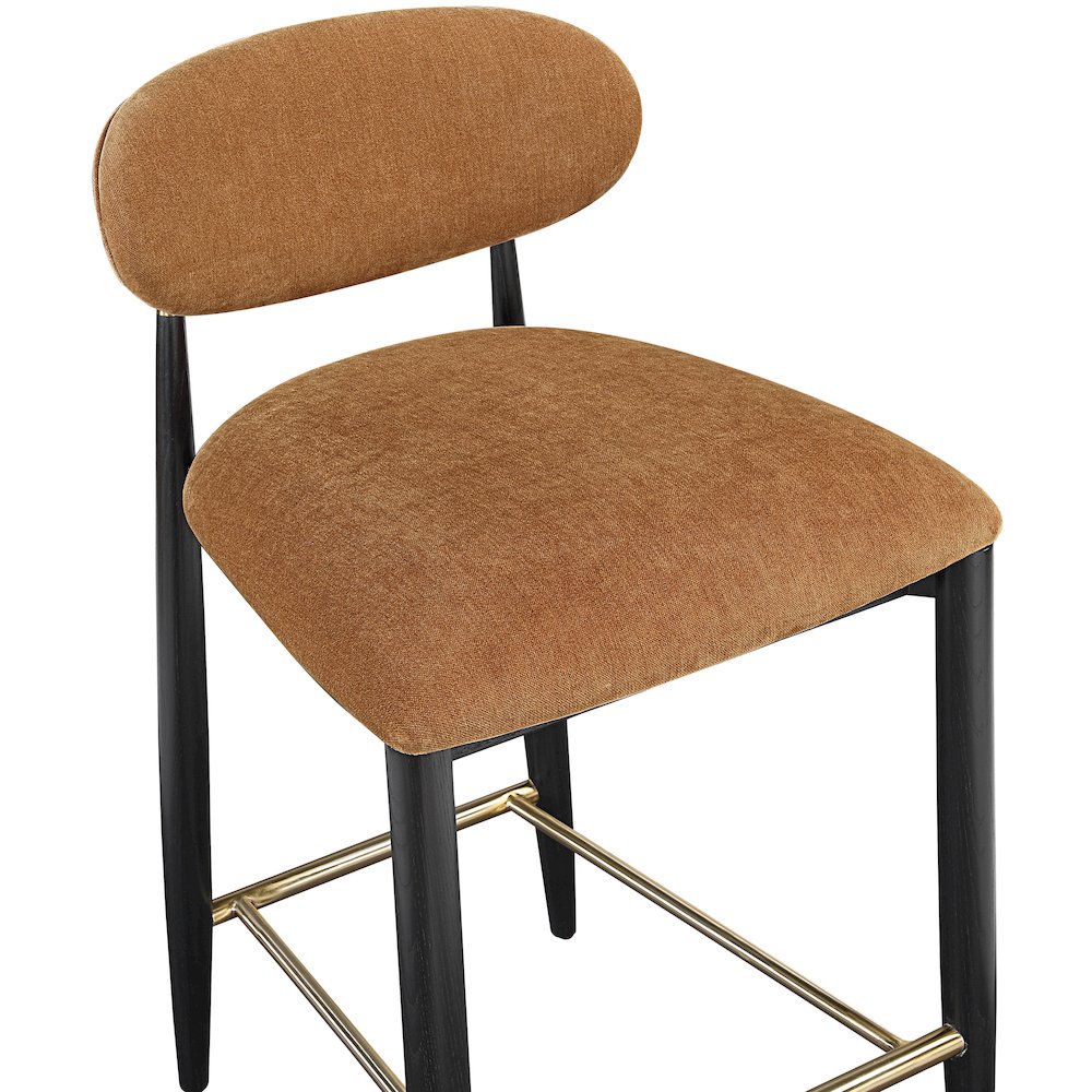 Riccio Cognac Performance Fabric Upholstered Stool. Picture 5