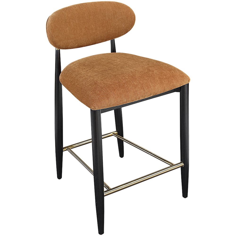 Riccio Cognac Performance Fabric Upholstered Stool. Picture 6