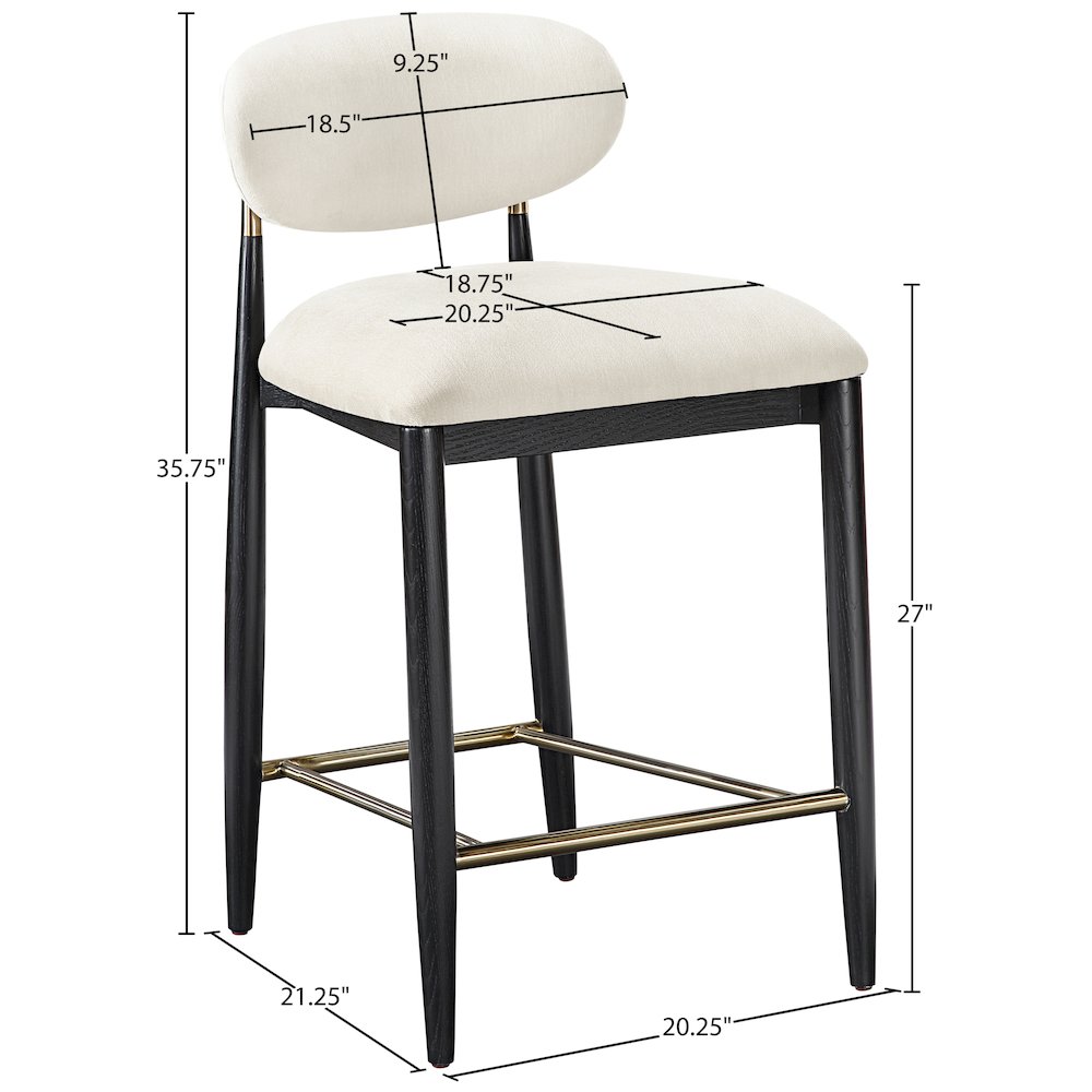 Riccio Cream Performance Fabric Upholstered Stool. Picture 8