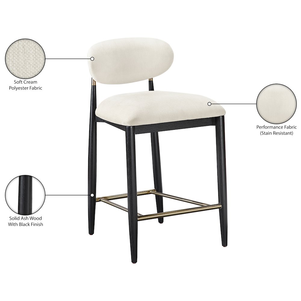 Riccio Cream Performance Fabric Upholstered Stool. Picture 9