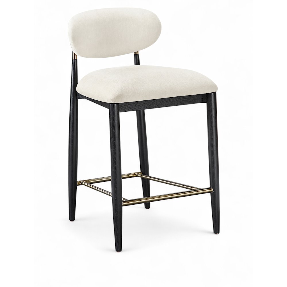 Riccio Cream Performance Fabric Upholstered Stool. Picture 1