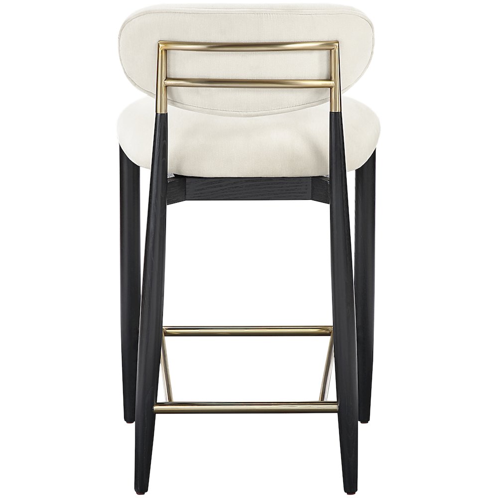 Riccio Cream Performance Fabric Upholstered Stool. Picture 4