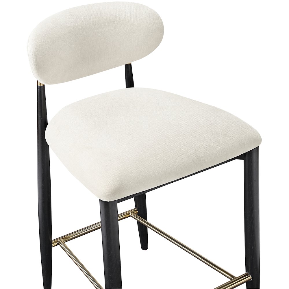 Riccio Cream Performance Fabric Upholstered Stool. Picture 5