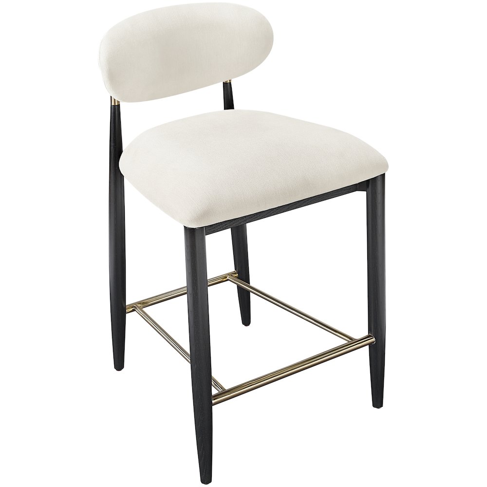 Riccio Cream Performance Fabric Upholstered Stool. Picture 6