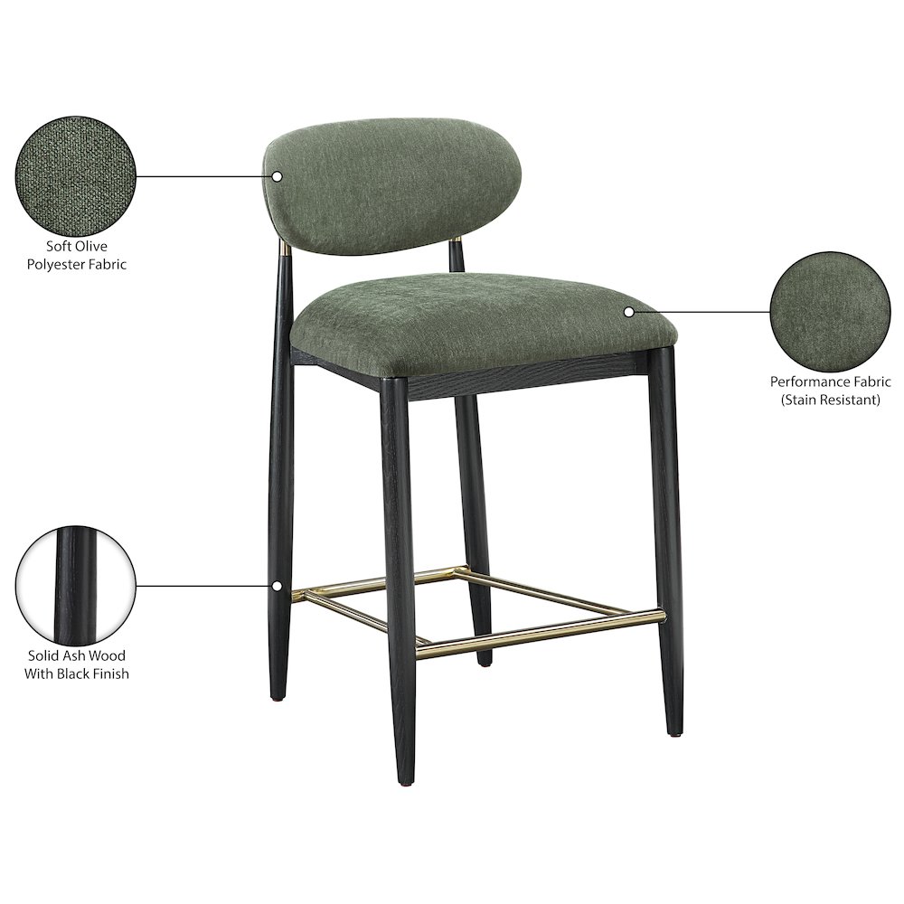 Riccio Olive Performance Fabric Upholstered Stool. Picture 9