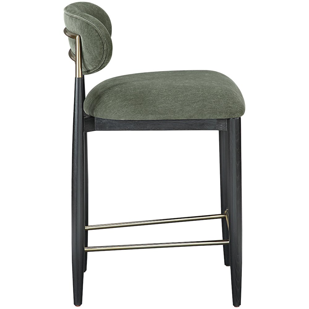 Riccio Olive Performance Fabric Upholstered Stool. Picture 3