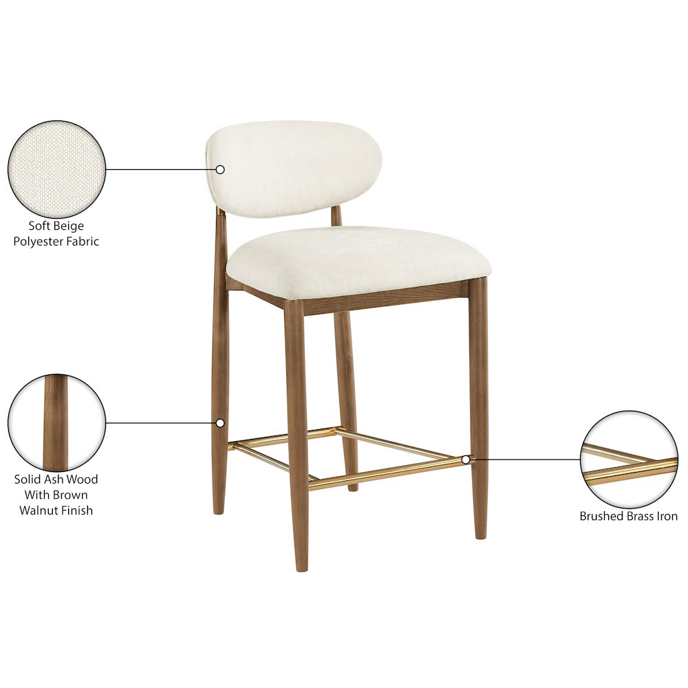 Riccio Beige Performance Fabric Upholstered Stool. Picture 9