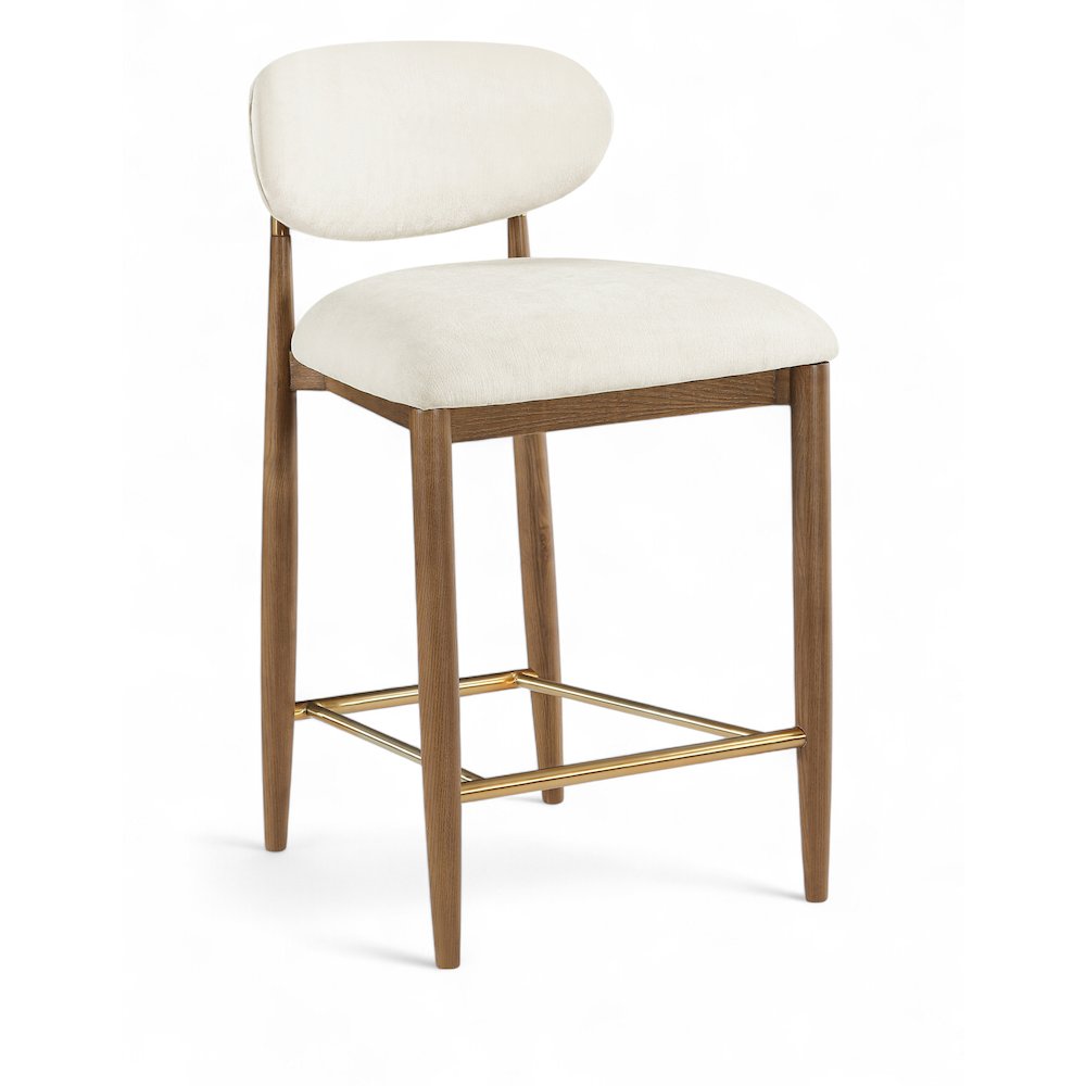 Riccio Beige Performance Fabric Upholstered Stool. Picture 1