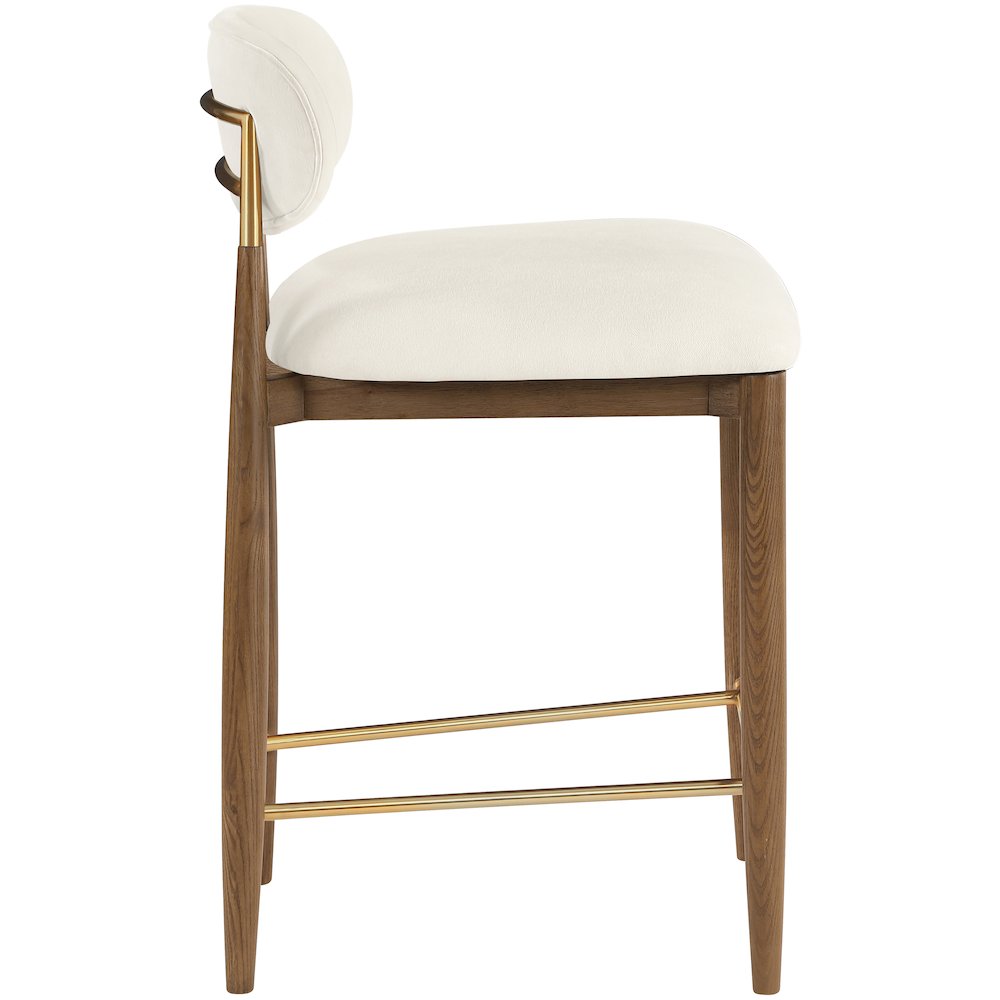 Riccio Beige Performance Fabric Upholstered Stool. Picture 3