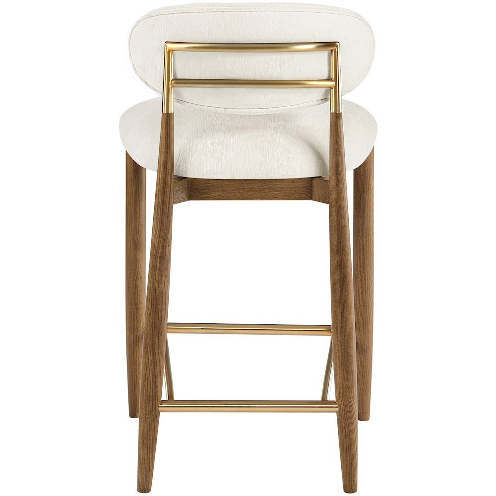 Riccio Beige Performance Fabric Upholstered Stool. Picture 4