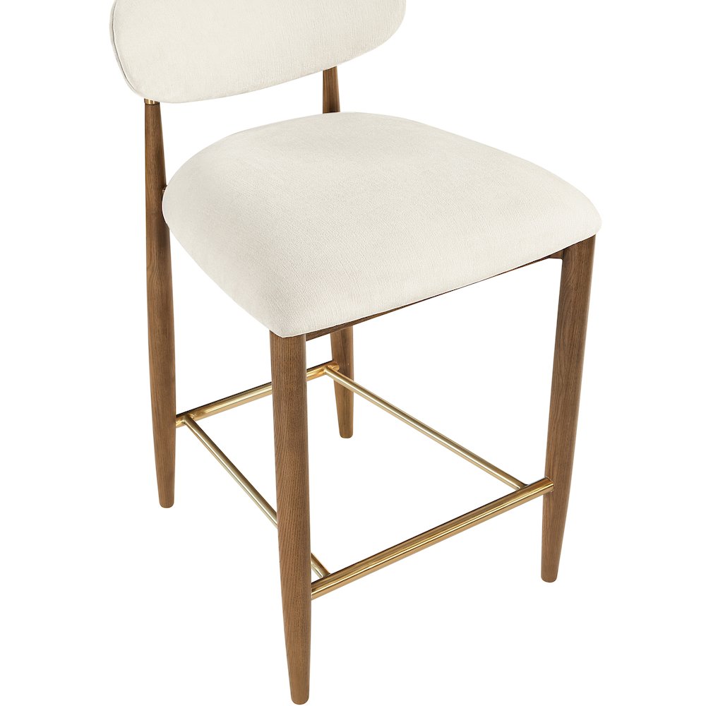 Riccio Beige Performance Fabric Upholstered Stool. Picture 6