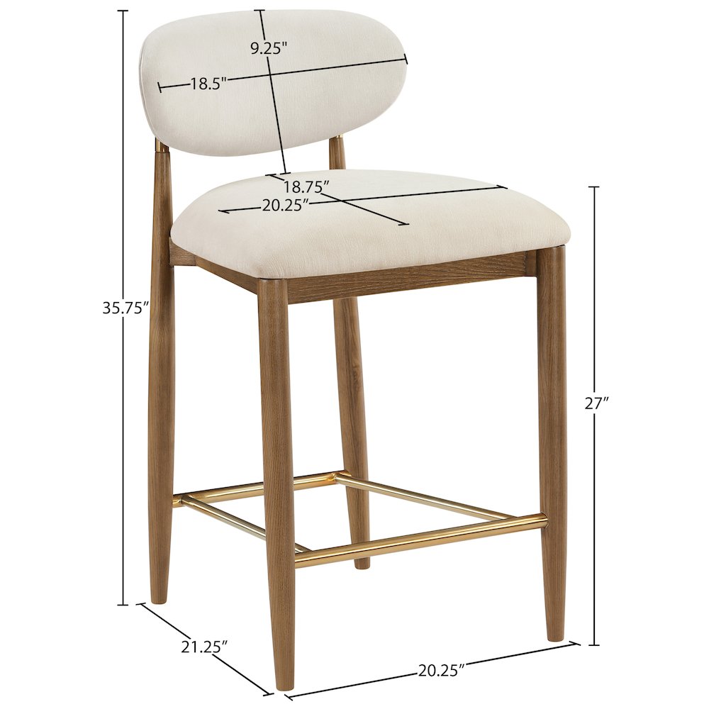 Riccio Cream Performance Fabric Upholstered Stool. Picture 8