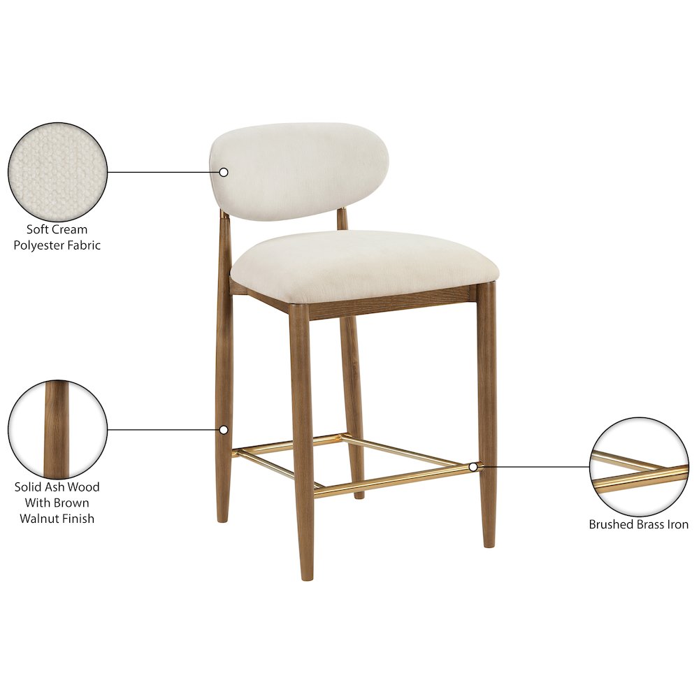 Riccio Cream Performance Fabric Upholstered Stool. Picture 9