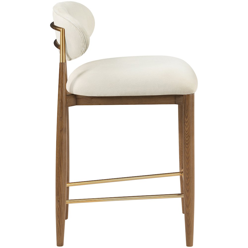 Riccio Cream Performance Fabric Upholstered Stool. Picture 3
