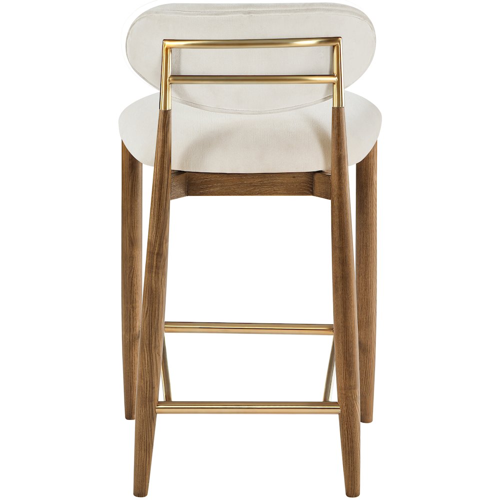 Riccio Cream Performance Fabric Upholstered Stool. Picture 4