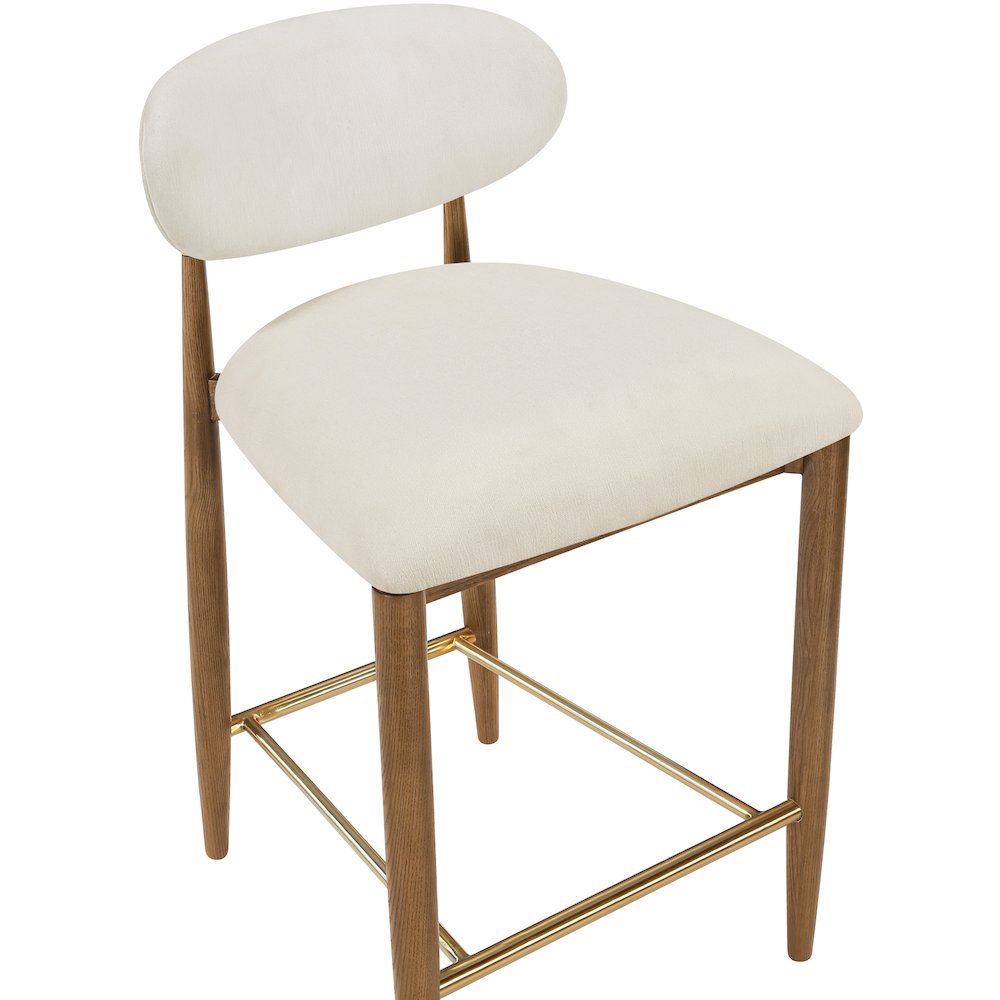 Riccio Cream Performance Fabric Upholstered Stool. Picture 5