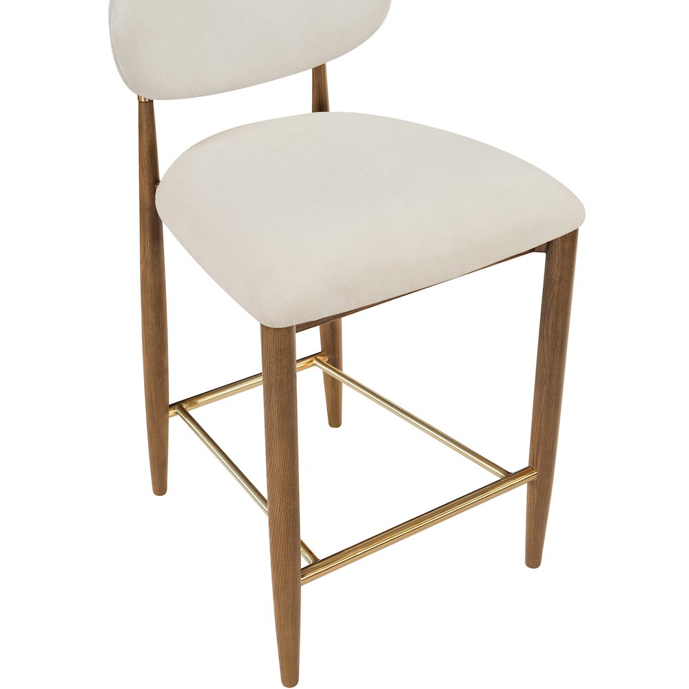 Riccio Cream Performance Fabric Upholstered Stool. Picture 6