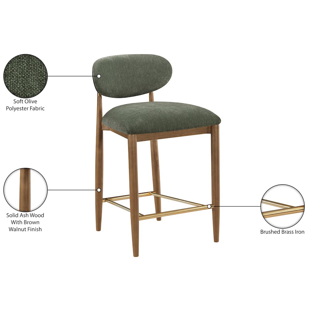 Riccio Olive Performance Fabric Upholstered Stool. Picture 9