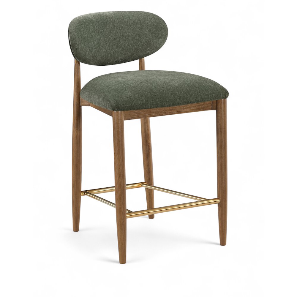 Riccio Olive Performance Fabric Upholstered Stool. Picture 1