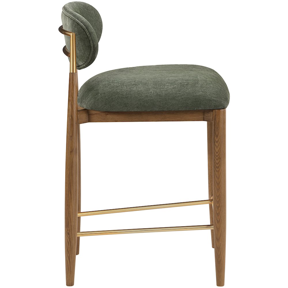 Riccio Olive Performance Fabric Upholstered Stool. Picture 3