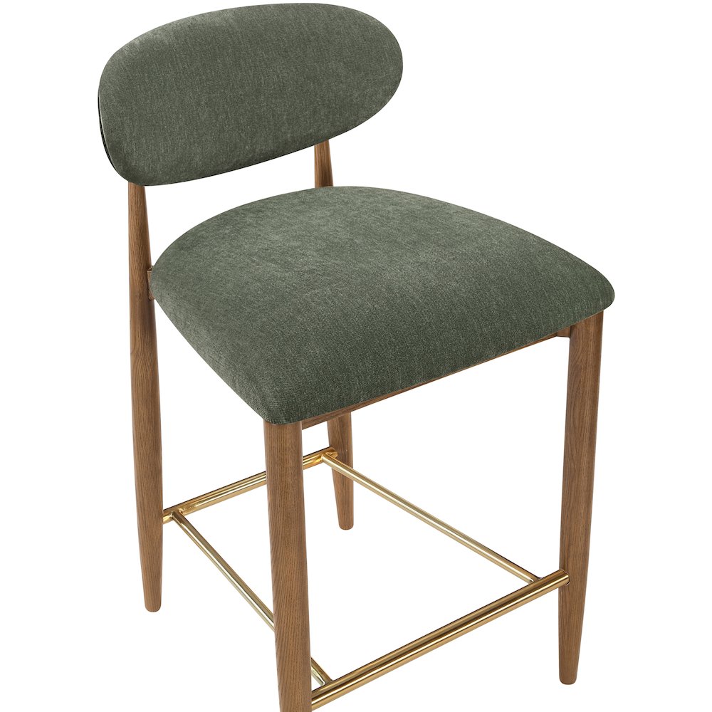 Riccio Olive Performance Fabric Upholstered Stool. Picture 5