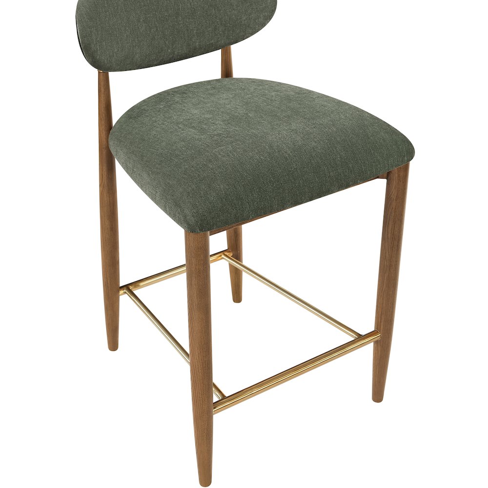 Riccio Olive Performance Fabric Upholstered Stool. Picture 6