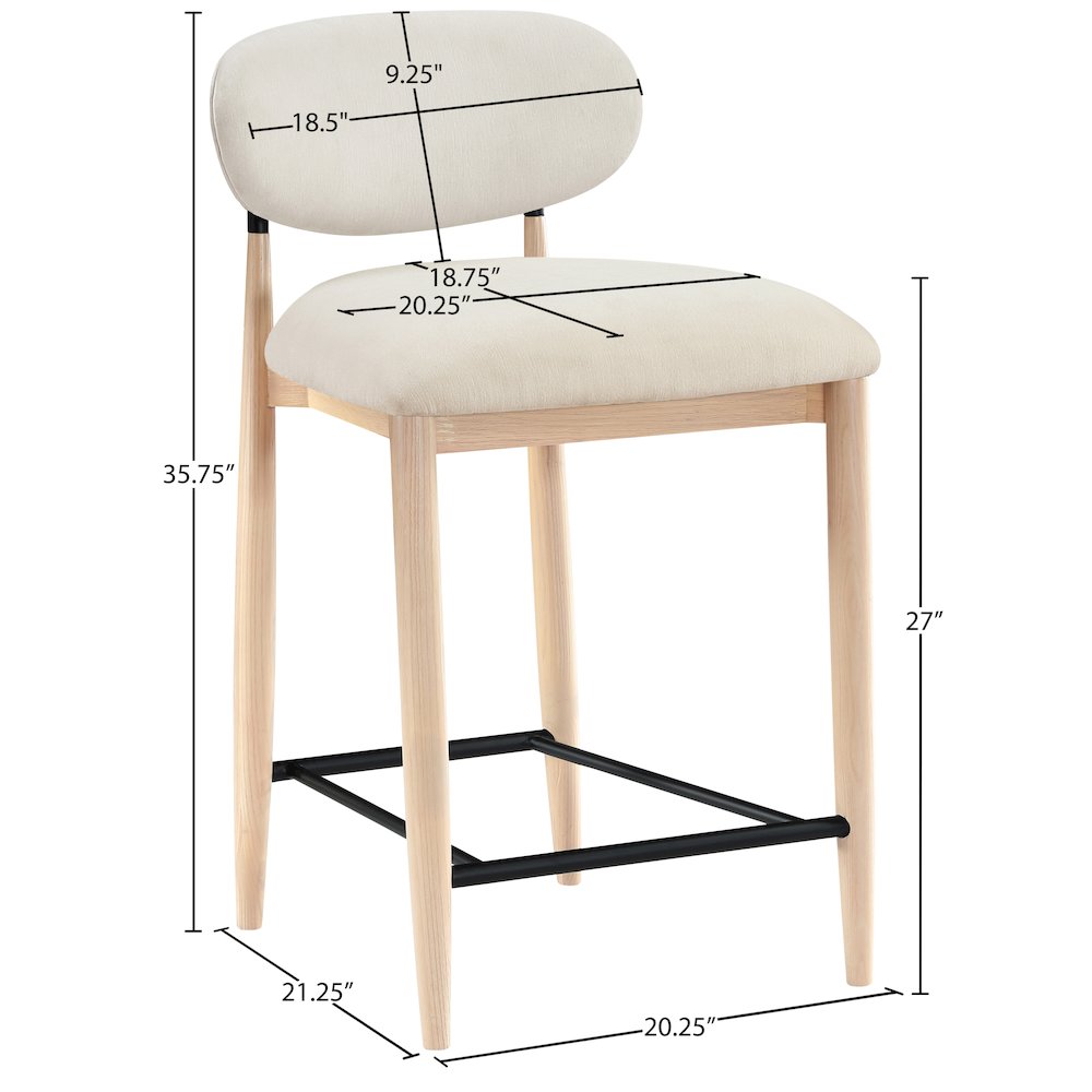 Riccio Cream Performance Fabric Upholstered Stool. Picture 8