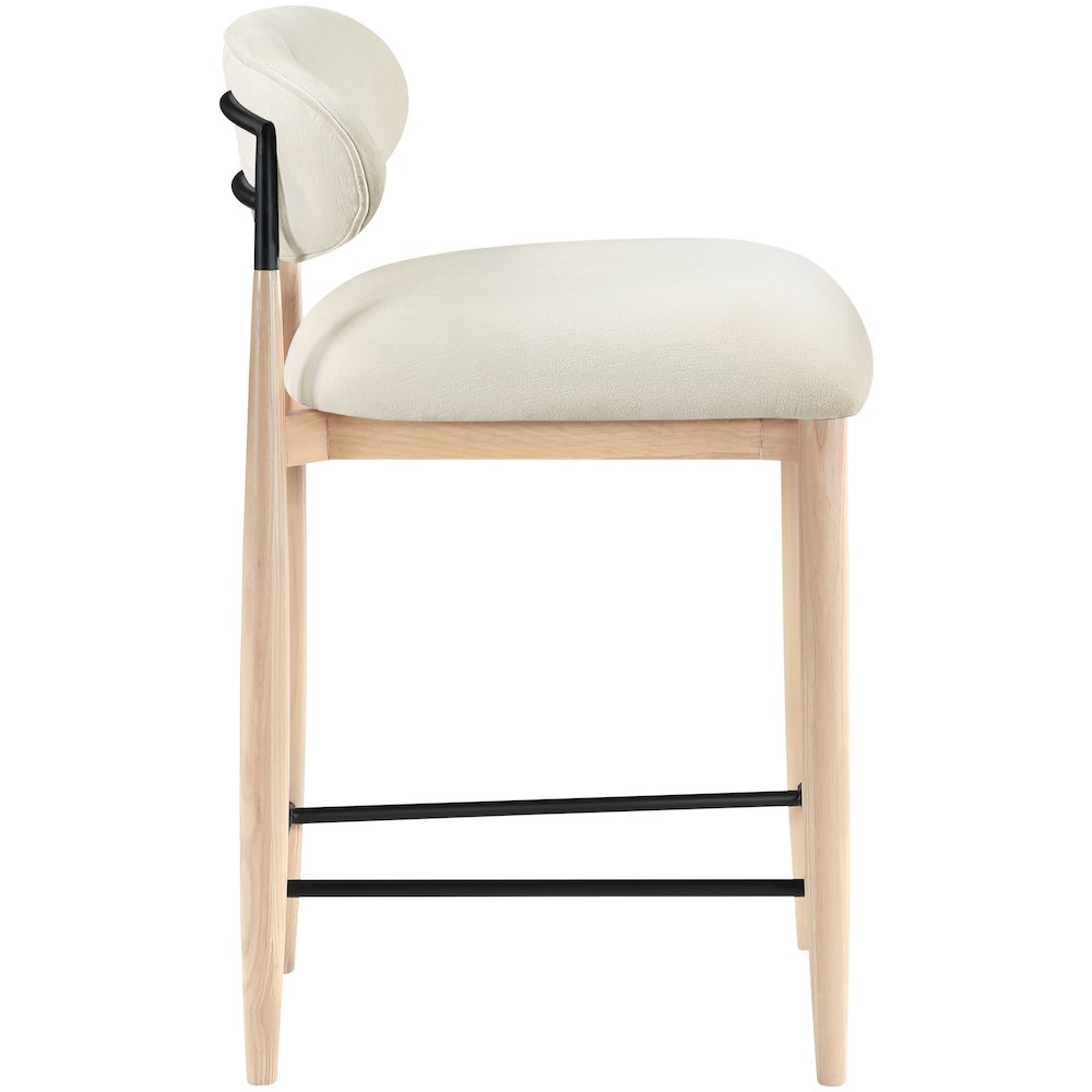 Riccio Cream Performance Fabric Upholstered Stool. Picture 3