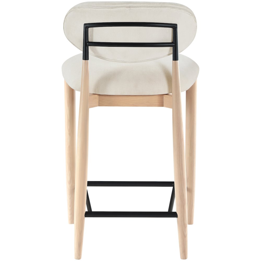 Riccio Cream Performance Fabric Upholstered Stool. Picture 4