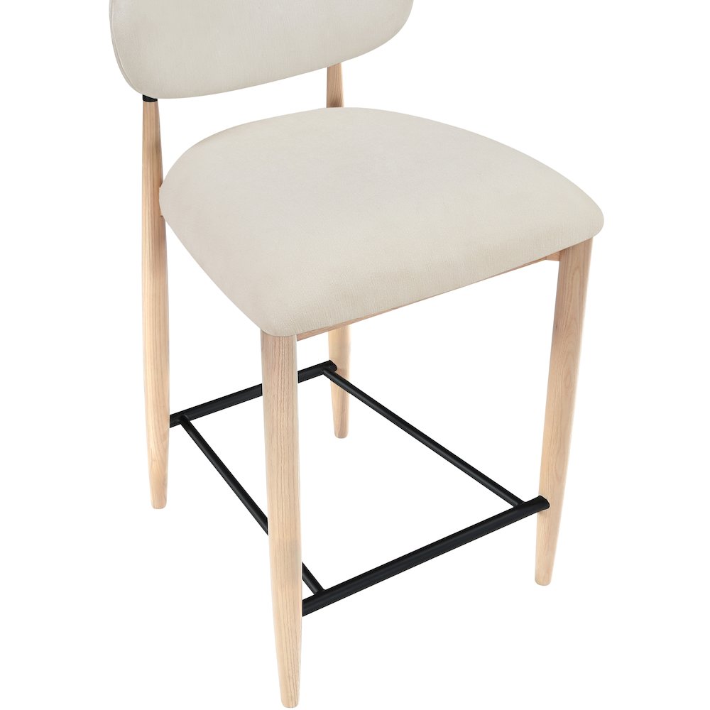Riccio Cream Performance Fabric Upholstered Stool. Picture 5