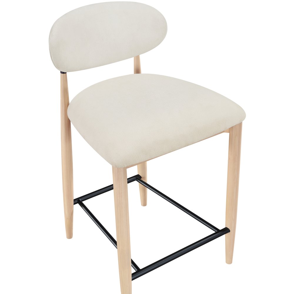Riccio Cream Performance Fabric Upholstered Stool. Picture 6