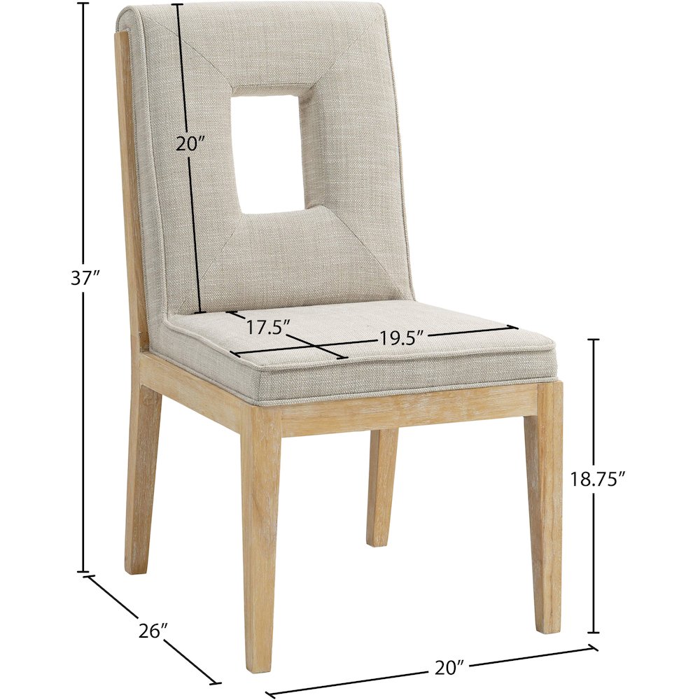 Gwendolyn Cream Linen Textured Fabric Dining Side Chair, Set of 2. Picture 9