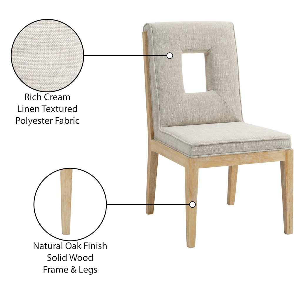 Gwendolyn Cream Linen Textured Fabric Dining Side Chair, Set of 2. Picture 10