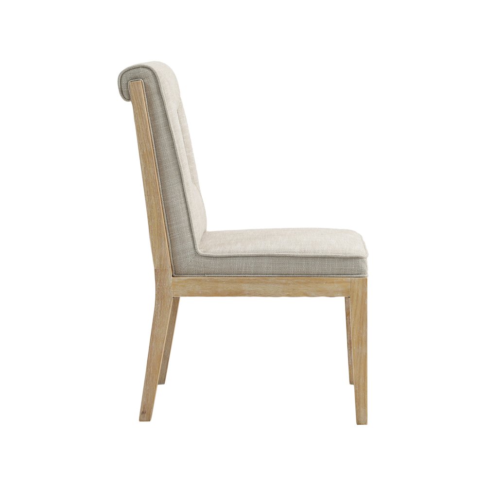 Gwendolyn Cream Linen Textured Fabric Dining Side Chair, Set of 2. Picture 4