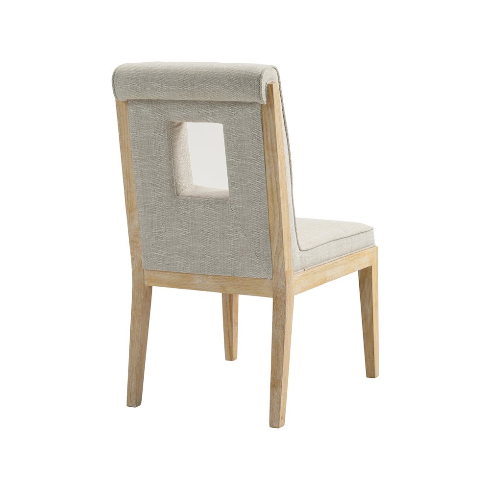 Gwendolyn Cream Linen Textured Fabric Dining Side Chair, Set of 2. Picture 6