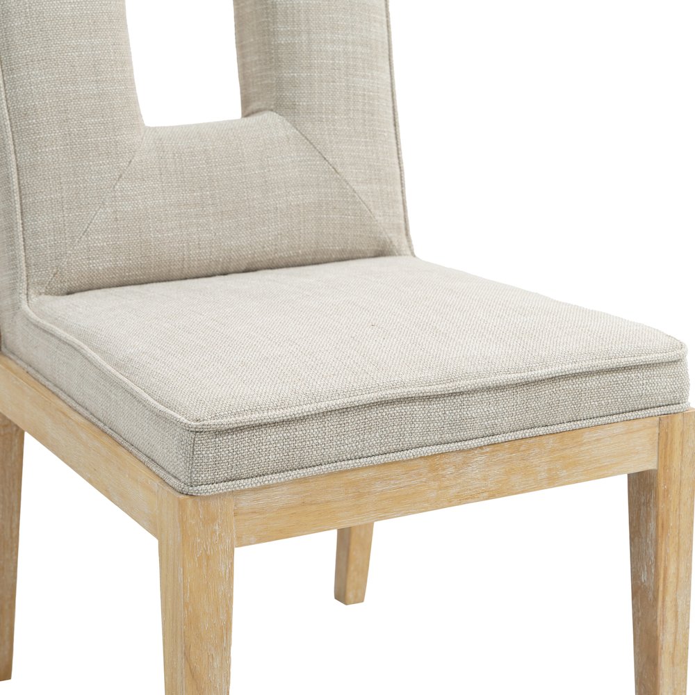 Gwendolyn Cream Linen Textured Fabric Dining Side Chair, Set of 2. Picture 7