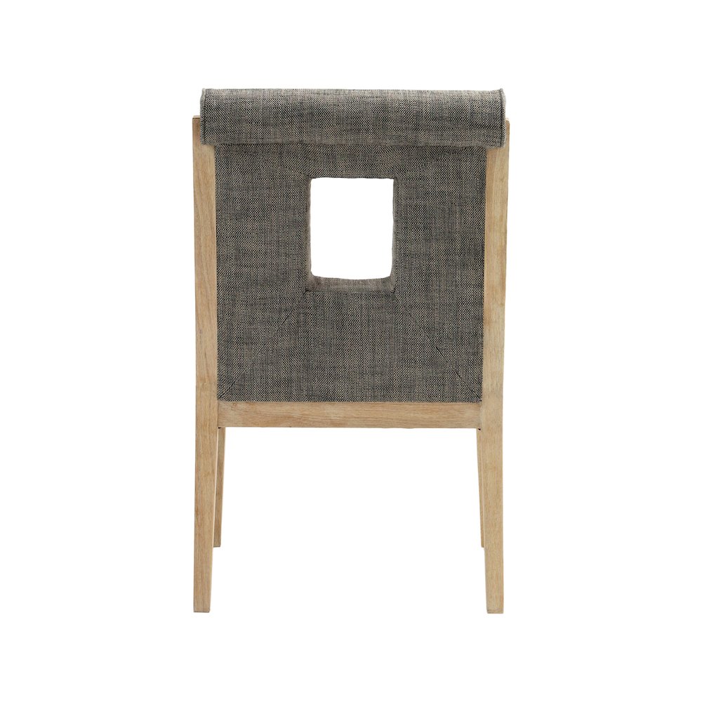 Gwendolyn Grey Linen Textured Fabric Dining Arm Chair. Picture 5